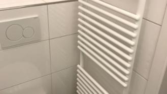 Badezimmer, WC und Handtuchheizkörper (Sicht vom Waschbecken aus)